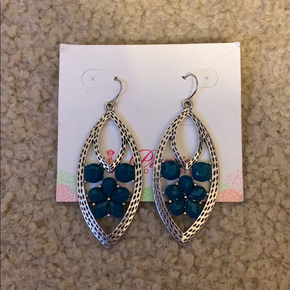 Silver and teal earrings